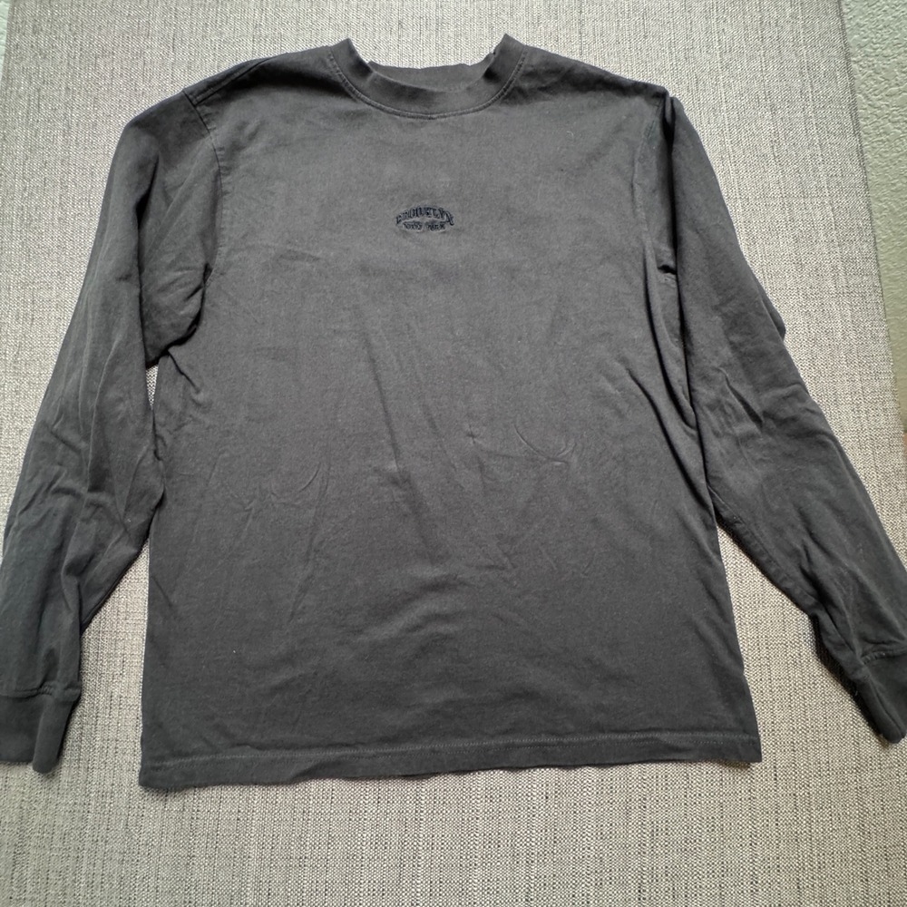Public Supply Brooklyn New York Embroidered Long Sleeve Shirt Gray Small Relaxed